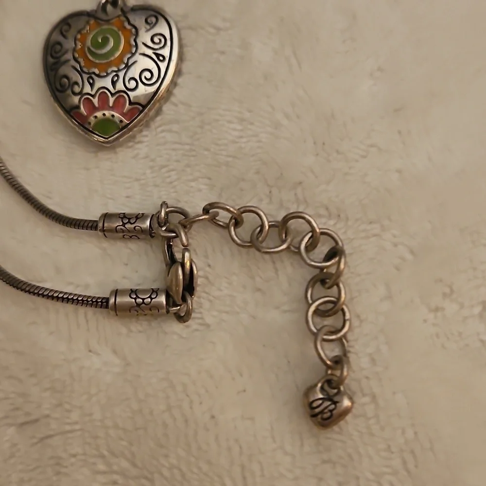 BRIGHTON Floral Medley Colorful Heart Pendant Necklace